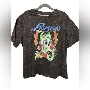 Poison Graphic T-Shirt with Skull and Snake Design